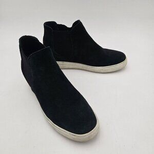 Steve Madden Suede Sultan Chelsea Wedge Sneakers 9 Leather‎ SULT02S1 Black White